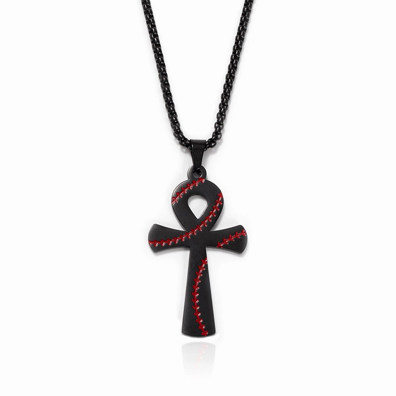 Wholesale Baseball Pattern Ankh Cross Pendants Alloy Necklaces