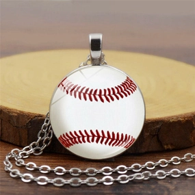 Wholesale Baseball Pattern Time Stone Alloy Necklaces