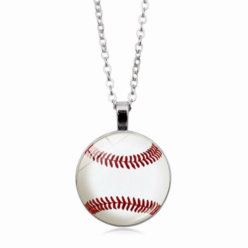 Wholesale Baseball Pattern Time Stone Alloy Necklaces