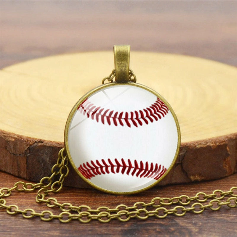 Wholesale Baseball Pattern Time Stone Alloy Necklaces