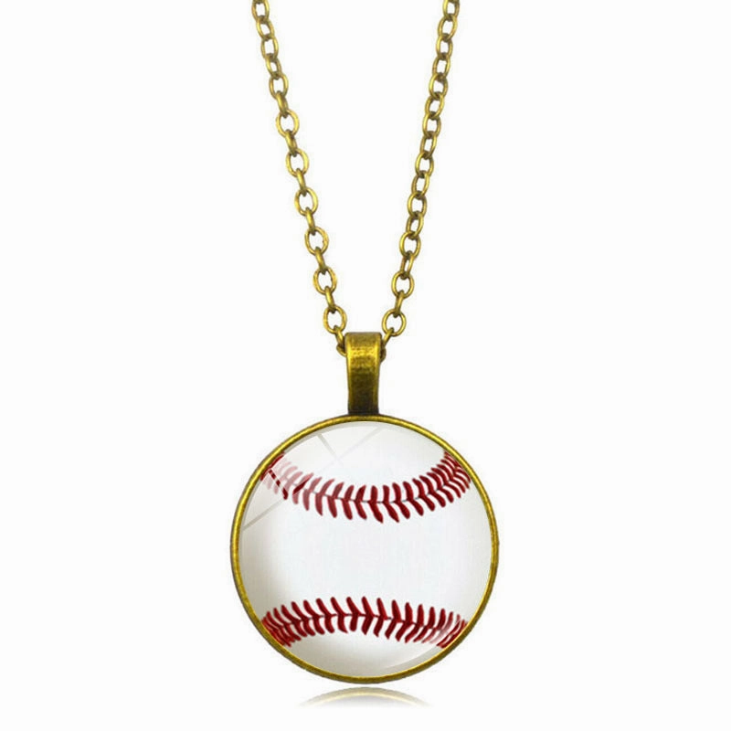 Wholesale Baseball Pattern Time Stone Alloy Necklaces