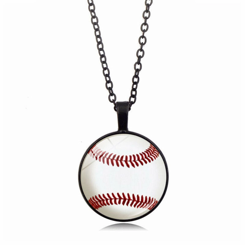 Wholesale Baseball Pattern Time Stone Alloy Necklaces