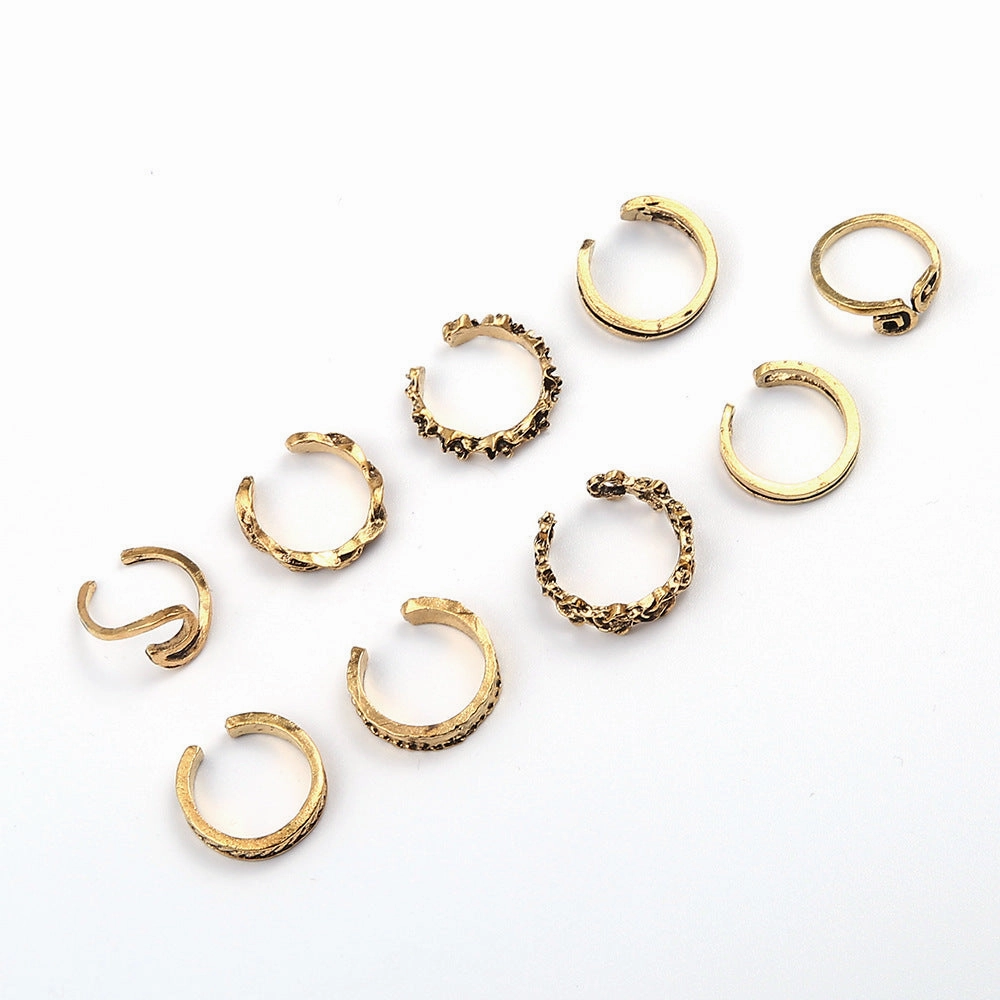 Wholesale Beach Feet Alloy Rings Set of 9