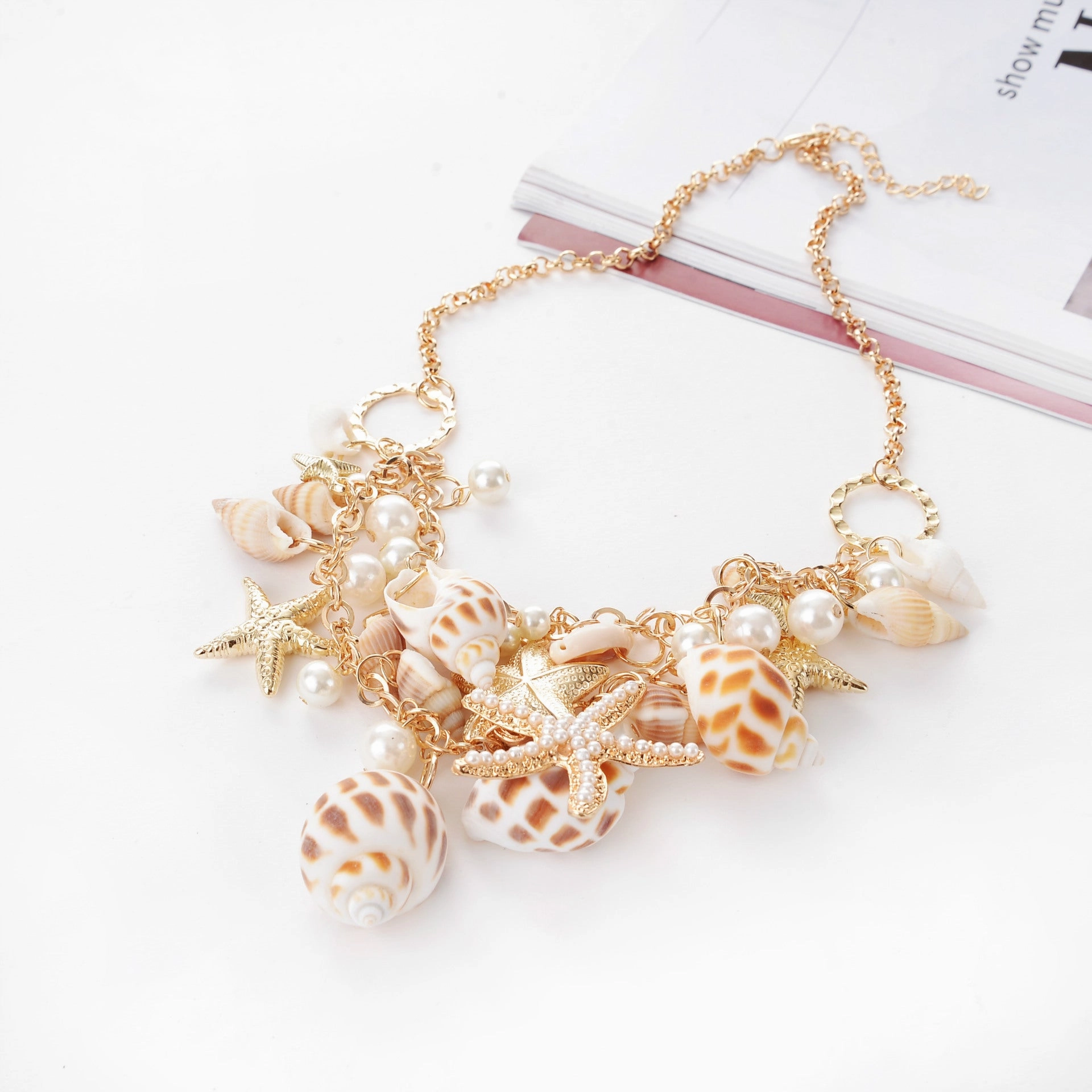 Wholesale Beach Style Starfish Alloy Necklace