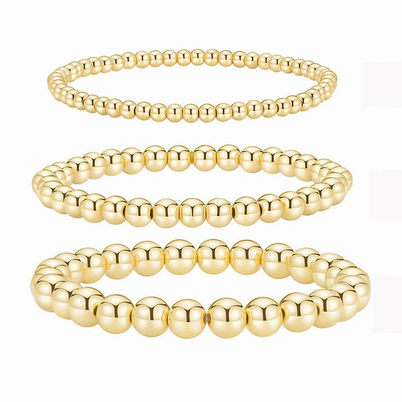 Wholesale beaded gold bracelet men's and women's color-retaining gold-plated elastic multi-layer stacked round bead bracelet bracelet