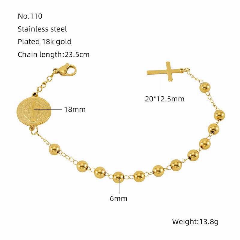 Wholesale Beaded Stainless Steel Cross Bracelet