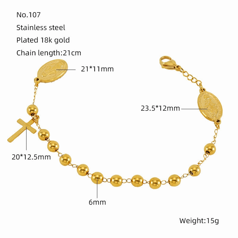 Wholesale Beaded Stainless Steel Cross Bracelet