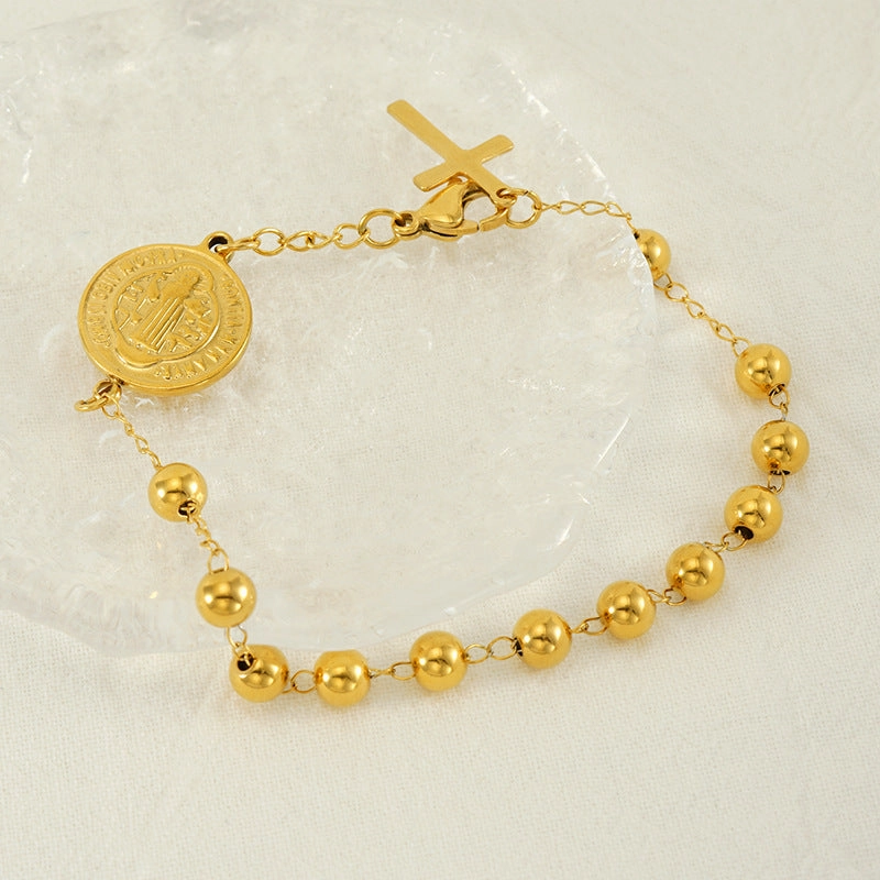 Wholesale Beaded Stainless Steel Cross Bracelet