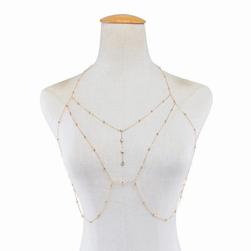 Wholesale Beam Neck Diamonds Copper Beads Mesh Body Necklaces