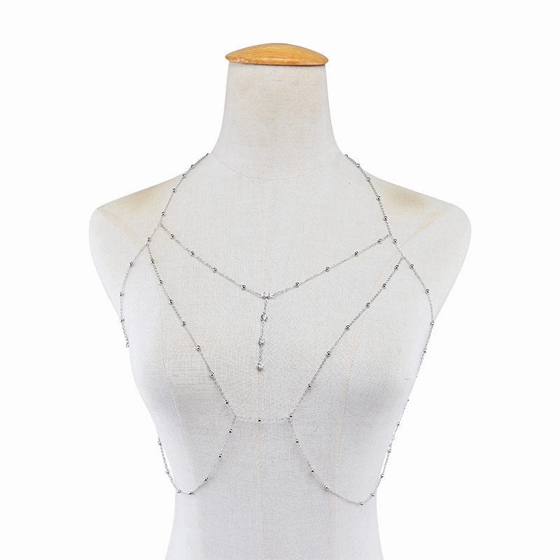 Wholesale Beam Neck Diamonds Copper Beads Mesh Body Necklaces