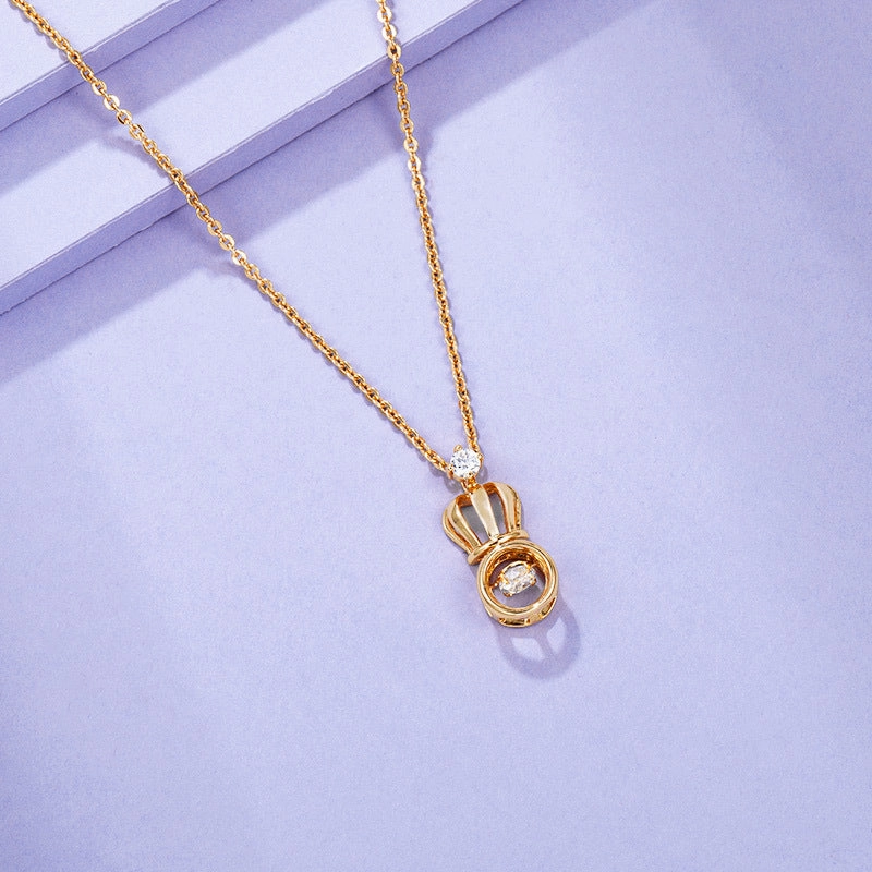 Wholesale Beating Heart Crown Zircon Necklace