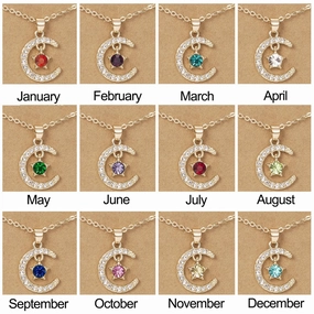 Wholesale Birthstone Month December Star Pendant Paper Card Alloy Necklaces