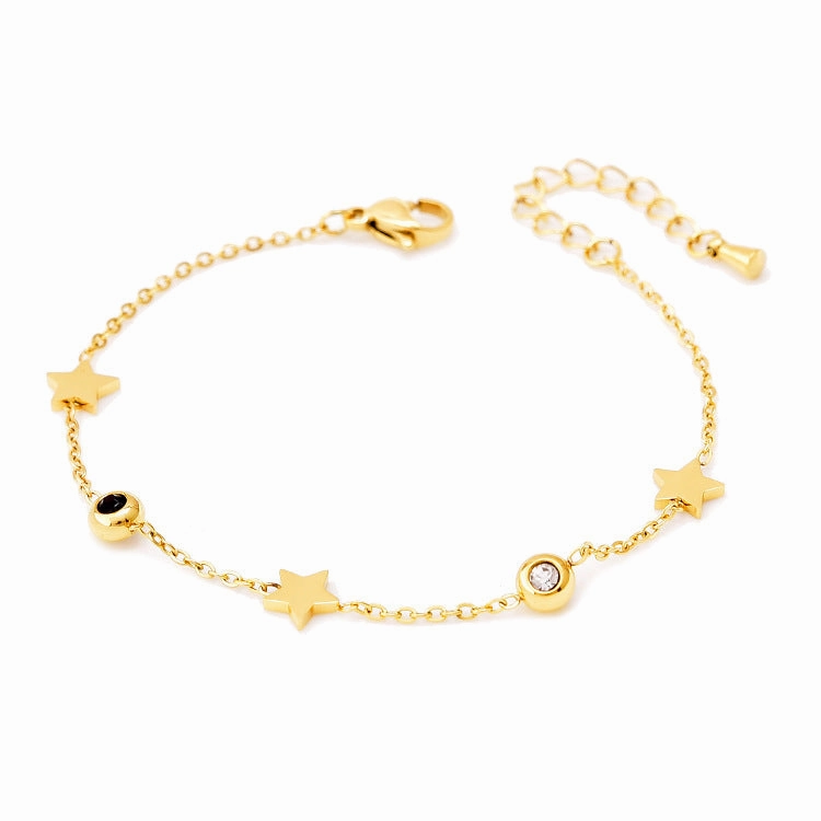 Wholesale Black and White Diamond Butterfly Love Star and Moon Bracelet Titanium Steel 18k Gold Leaf Letter Bracelet