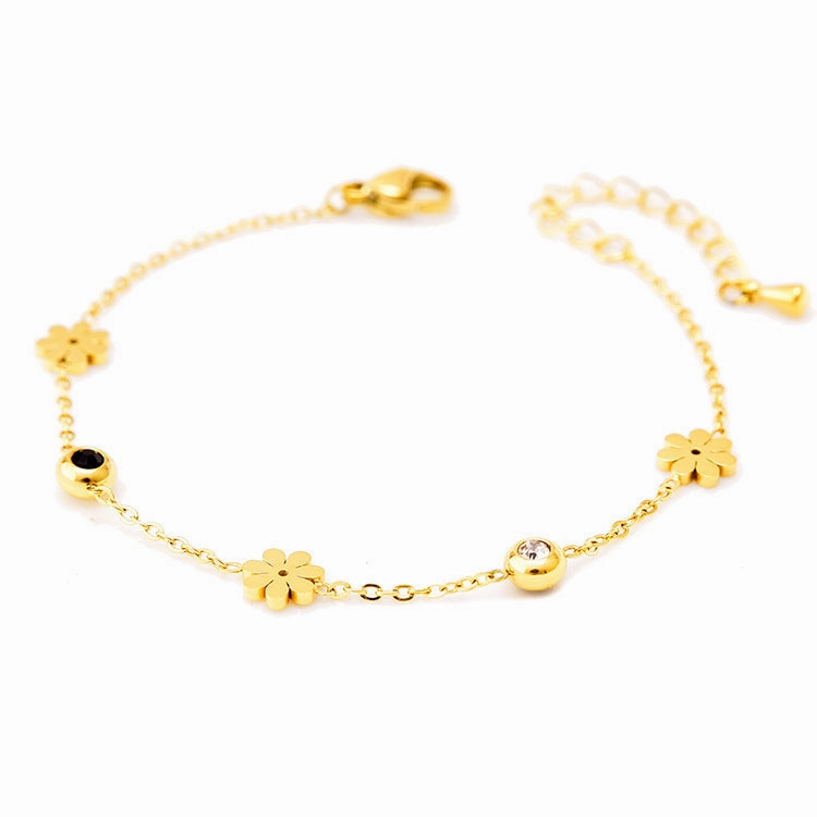 Wholesale Black and White Diamond Butterfly Love Star and Moon Bracelet Titanium Steel 18k Gold Leaf Letter Bracelet