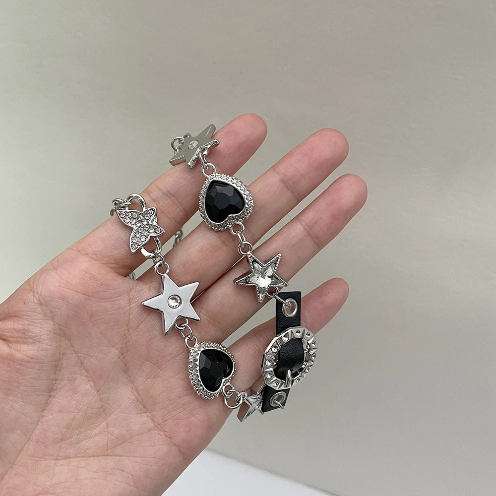 Wholesale Black Diamond Punk Spice Girl Subculture Titanium Steel Necklaces