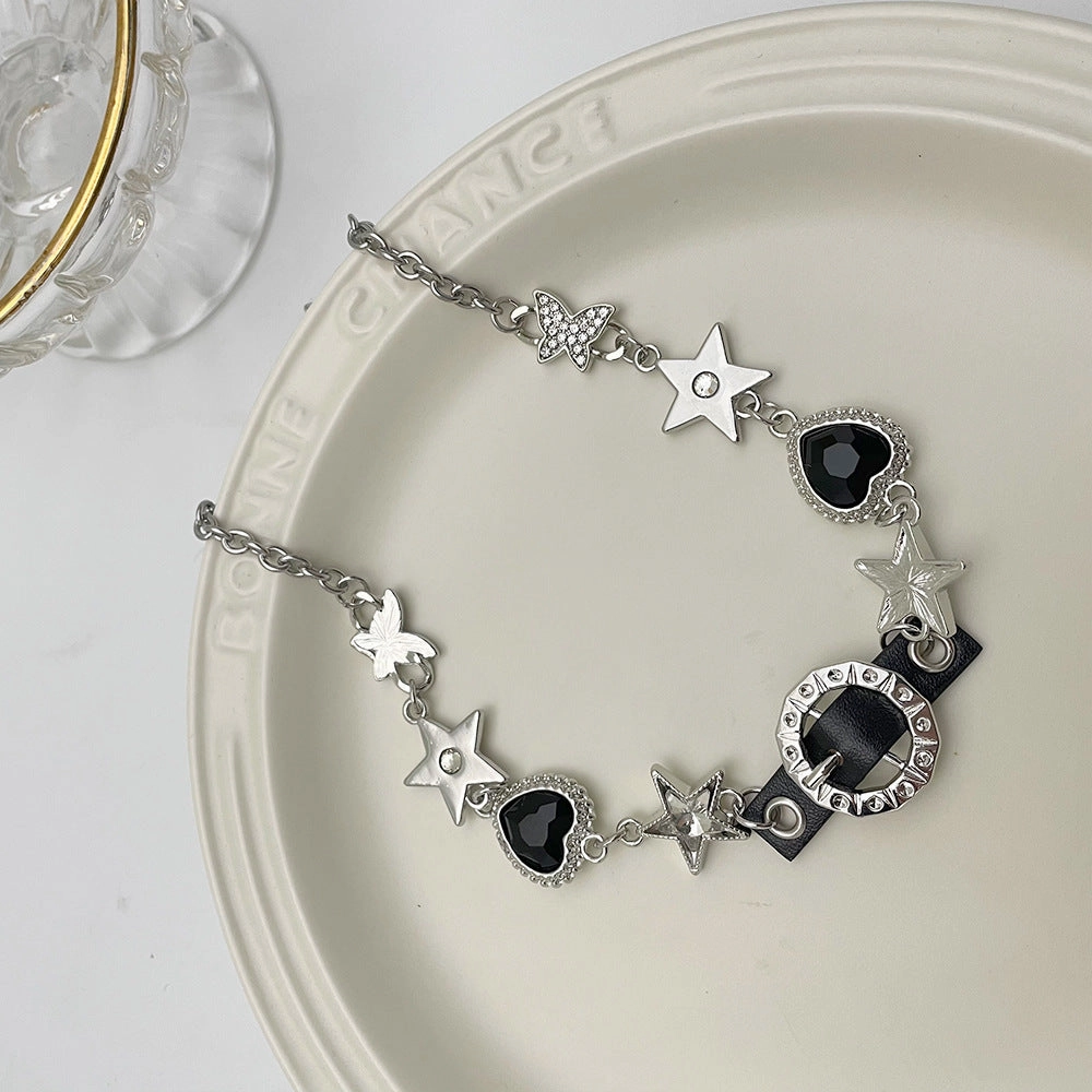 Wholesale Black Diamond Punk Spice Girl Subculture Titanium Steel Necklaces