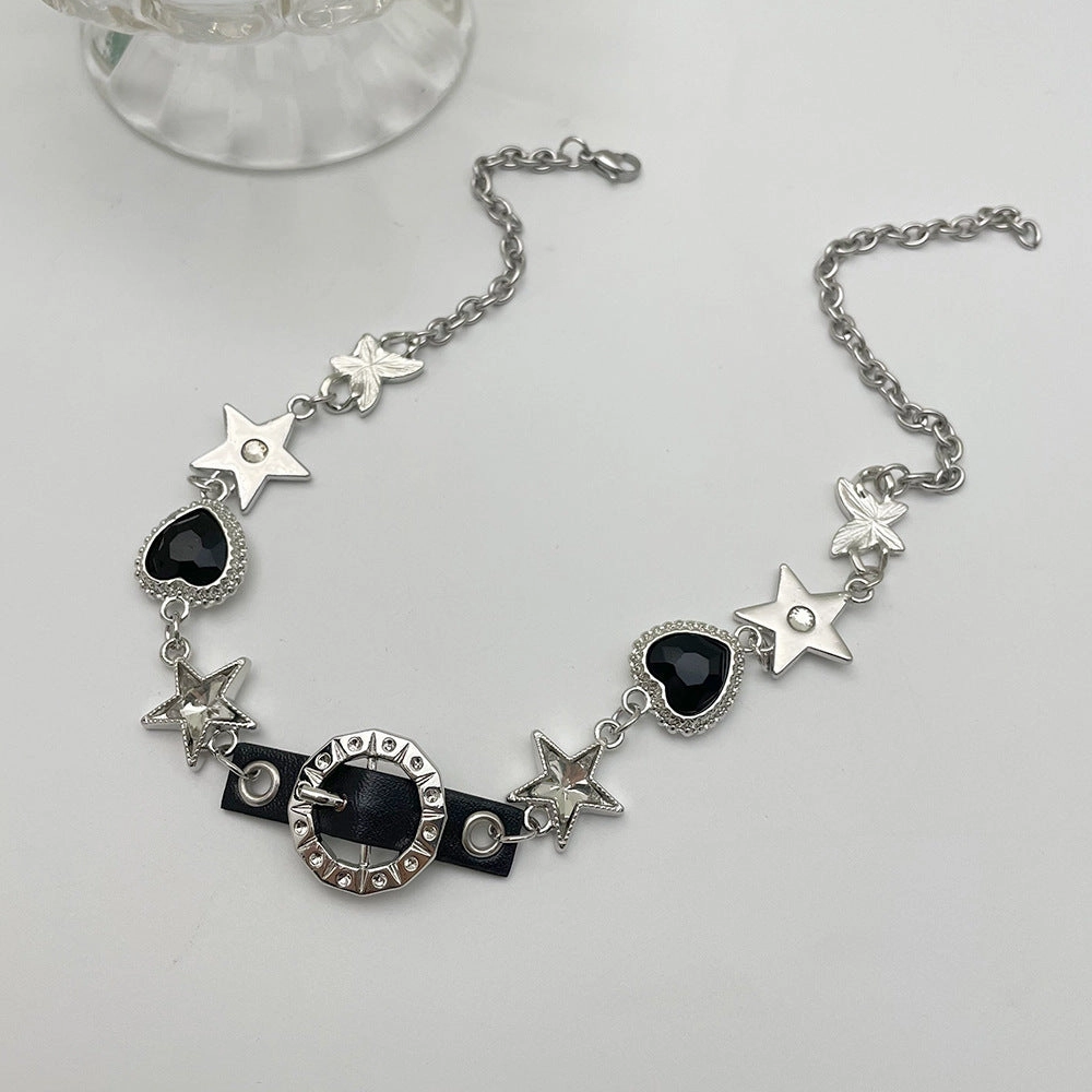 Wholesale Black Diamond Punk Spice Girl Subculture Titanium Steel Necklaces