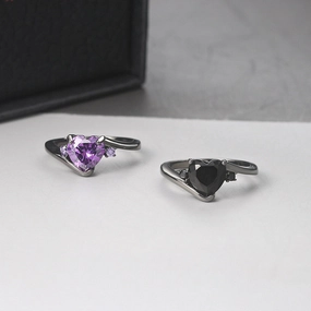 Wholesale Black Gold Heart Zircon Copper Rings