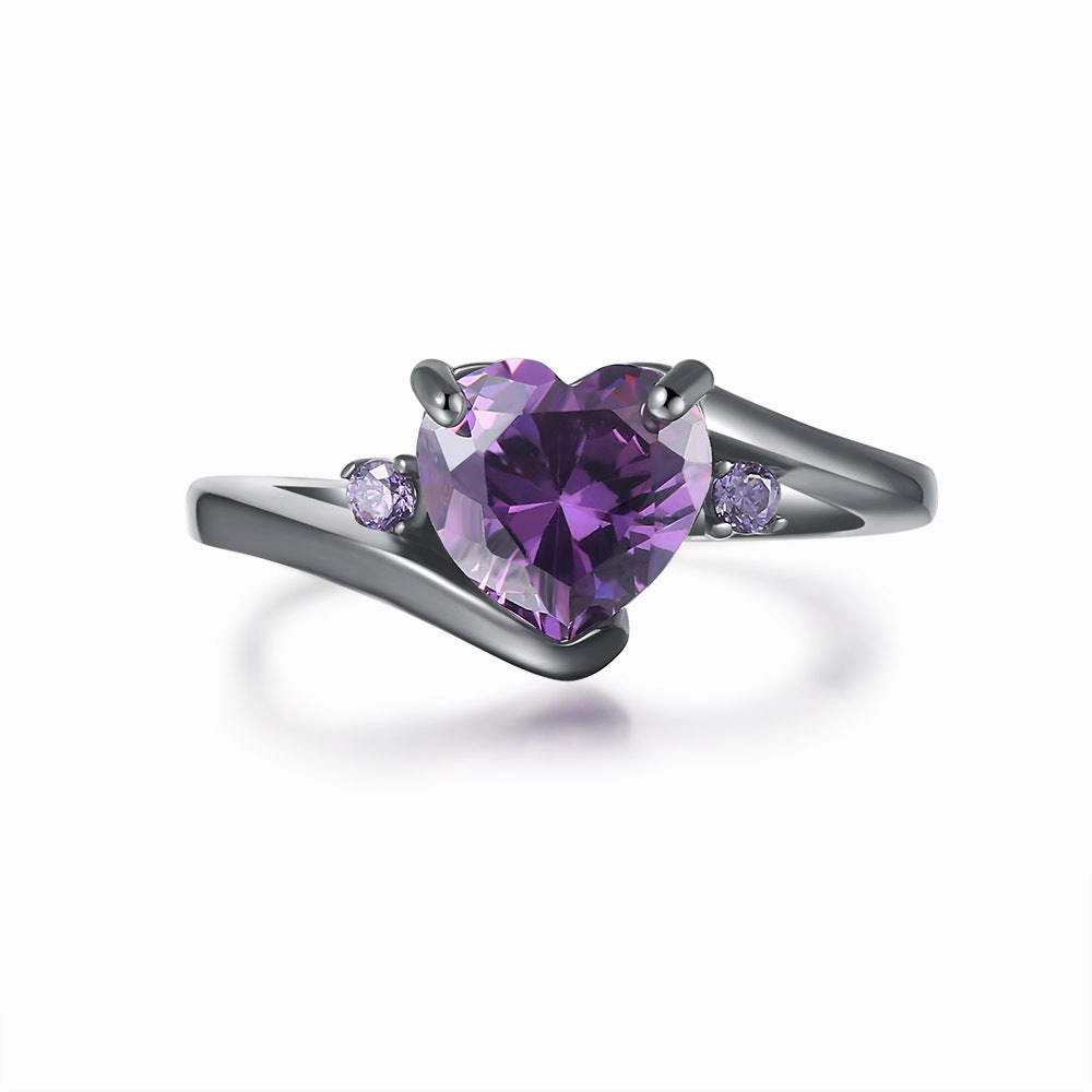 Wholesale Black Gold Heart Zircon Copper Rings
