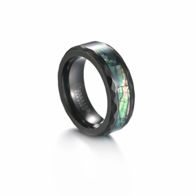 Wholesale  Black Plated Abalone Rings Tungsten Carbide