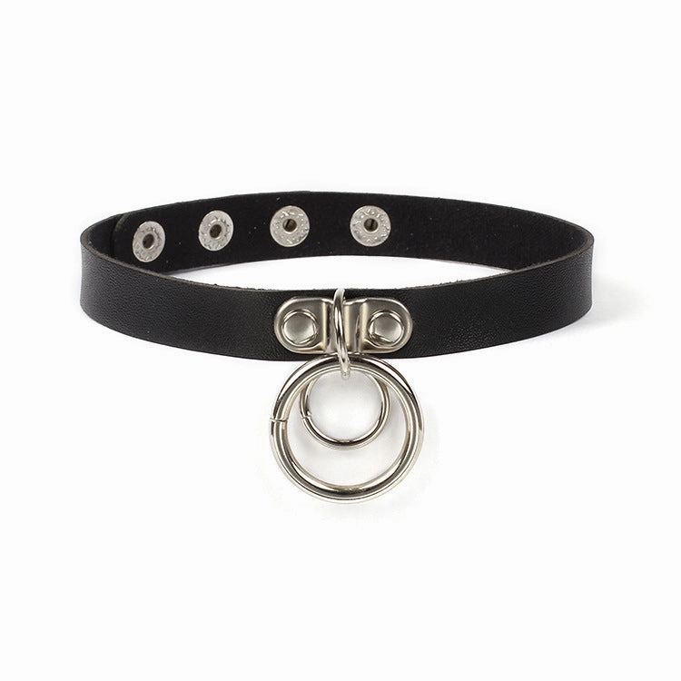 Wholesale Black Punk Choke Geometric Heart Leather Collar