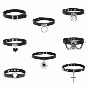 Wholesale Black Punk Choke Geometric Heart Leather Collar