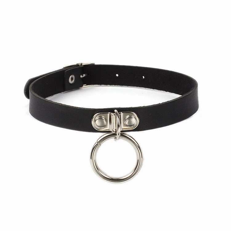 Wholesale Black Punk Choke Geometric Heart Leather Collar