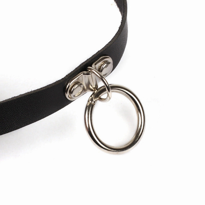 Wholesale Black Punk Choke Geometric Heart Leather Collar
