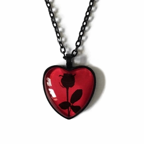 Wholesale Black Rose Pattern Glass Time Gems Alloy Necklaces