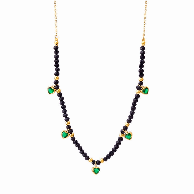 Wholesale Black Round Bead Eyes Green Necklaces