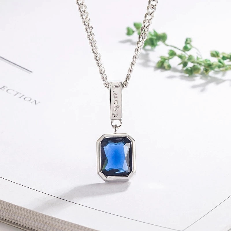 Wholesale Blue Zircon Diamond Set Chunky Chain Copper Necklaces