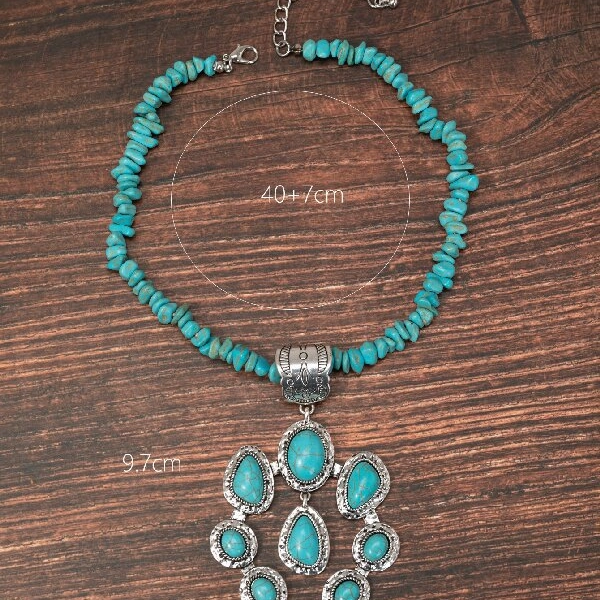Wholesale Bohemia Water Drop Shape Turquoise Pendant Necklaces