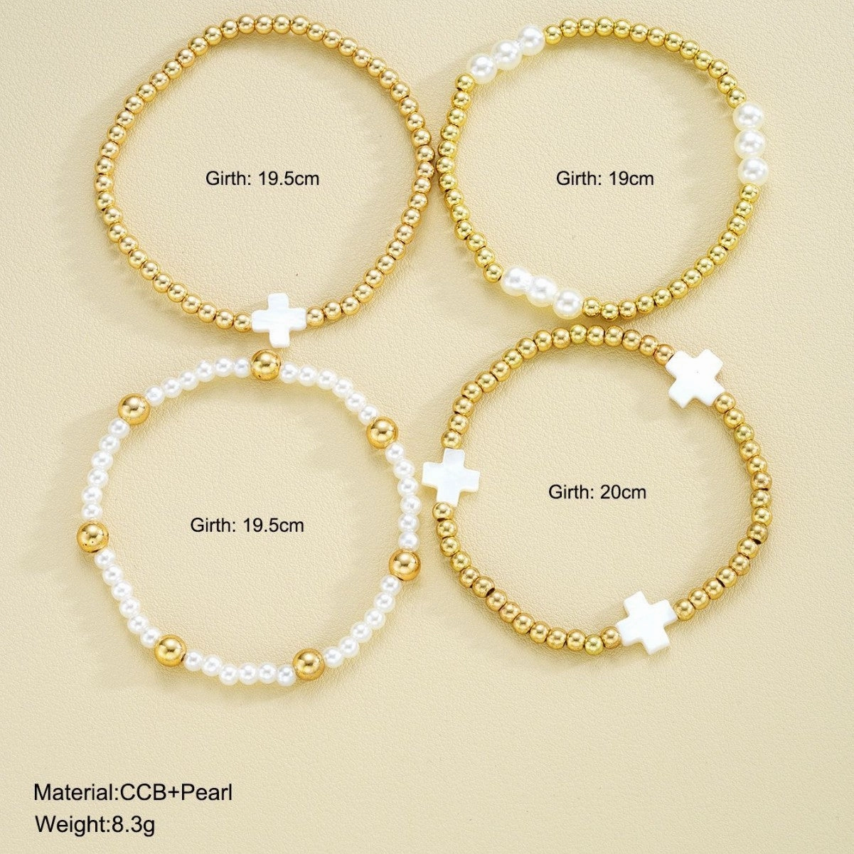 Wholesale Bohemian Bead Cross Bracelet 4-Piece Set