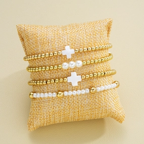 Wholesale Bohemian Bead Cross Bracelet 4-Piece Set