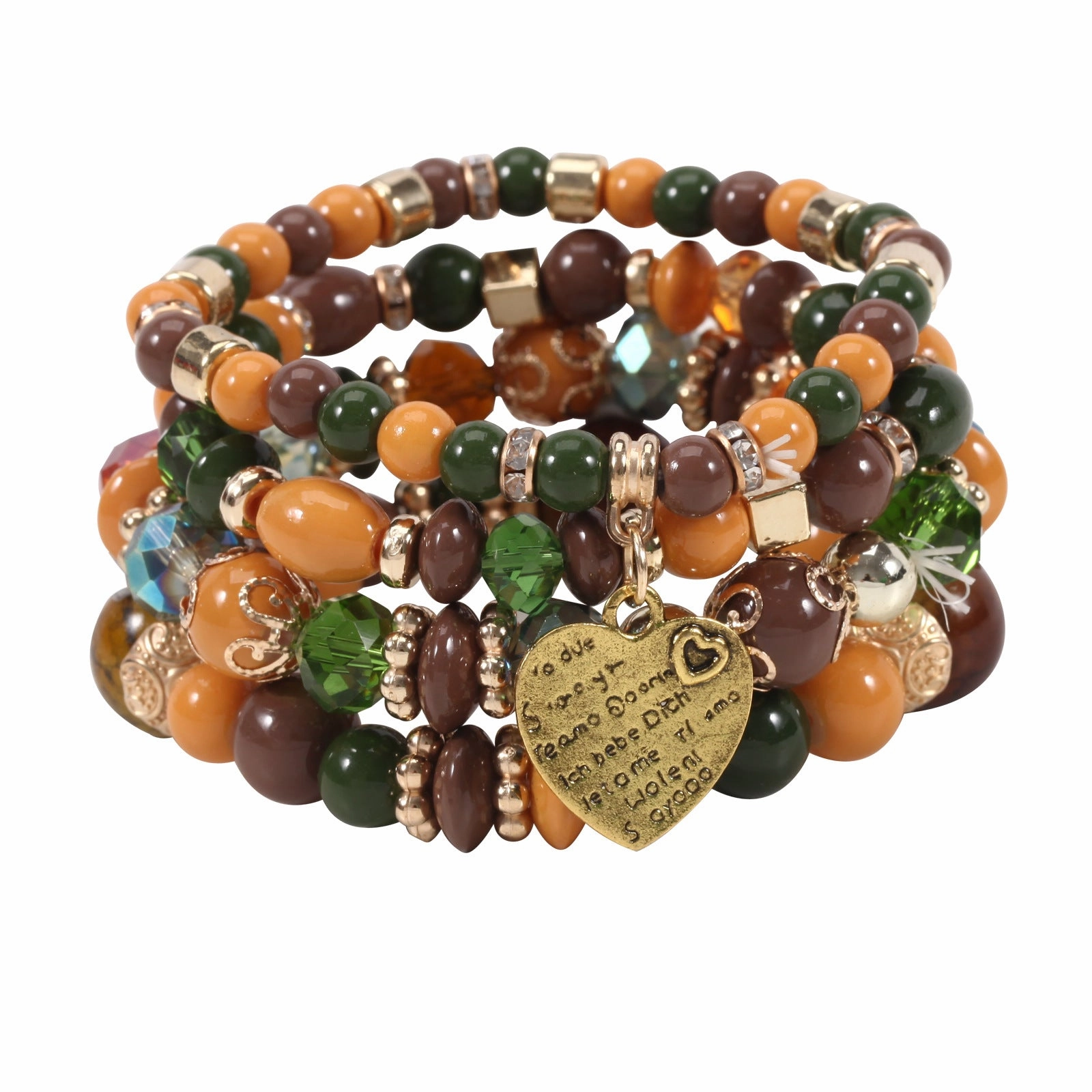 Wholesale Bohemian Beaded Heart Love Diamond Elastic Bracelet