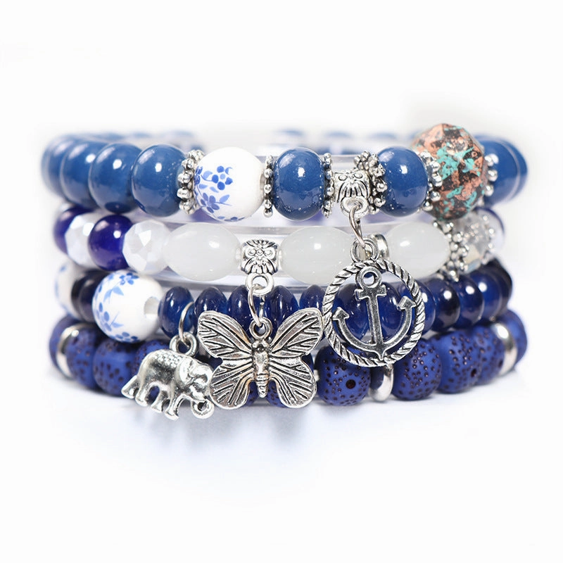 Wholesale Bohemian Butterfly Multilayer Glass Bracelet Set