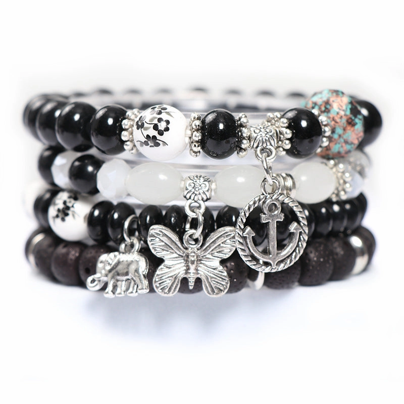 Wholesale Bohemian Butterfly Multilayer Glass Bracelet Set