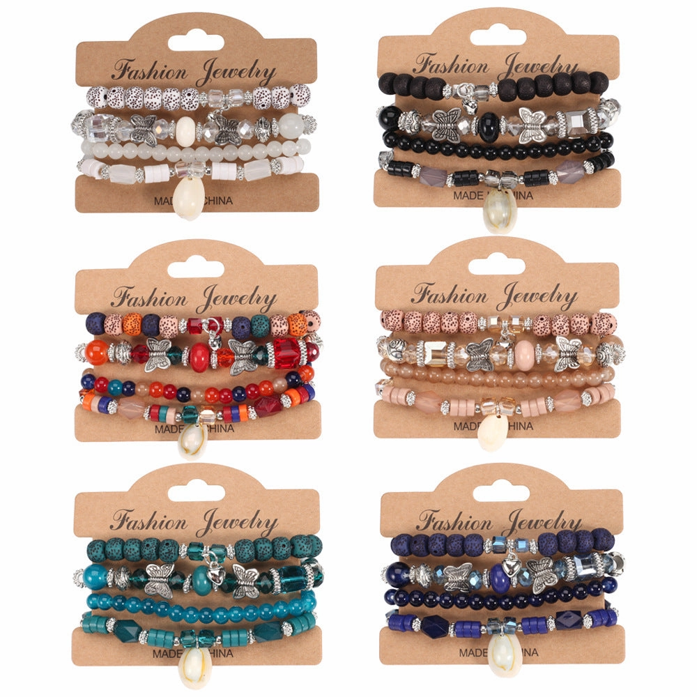 Wholesale Bohemian Butterfly Shell Love Multi-layered Bracelet