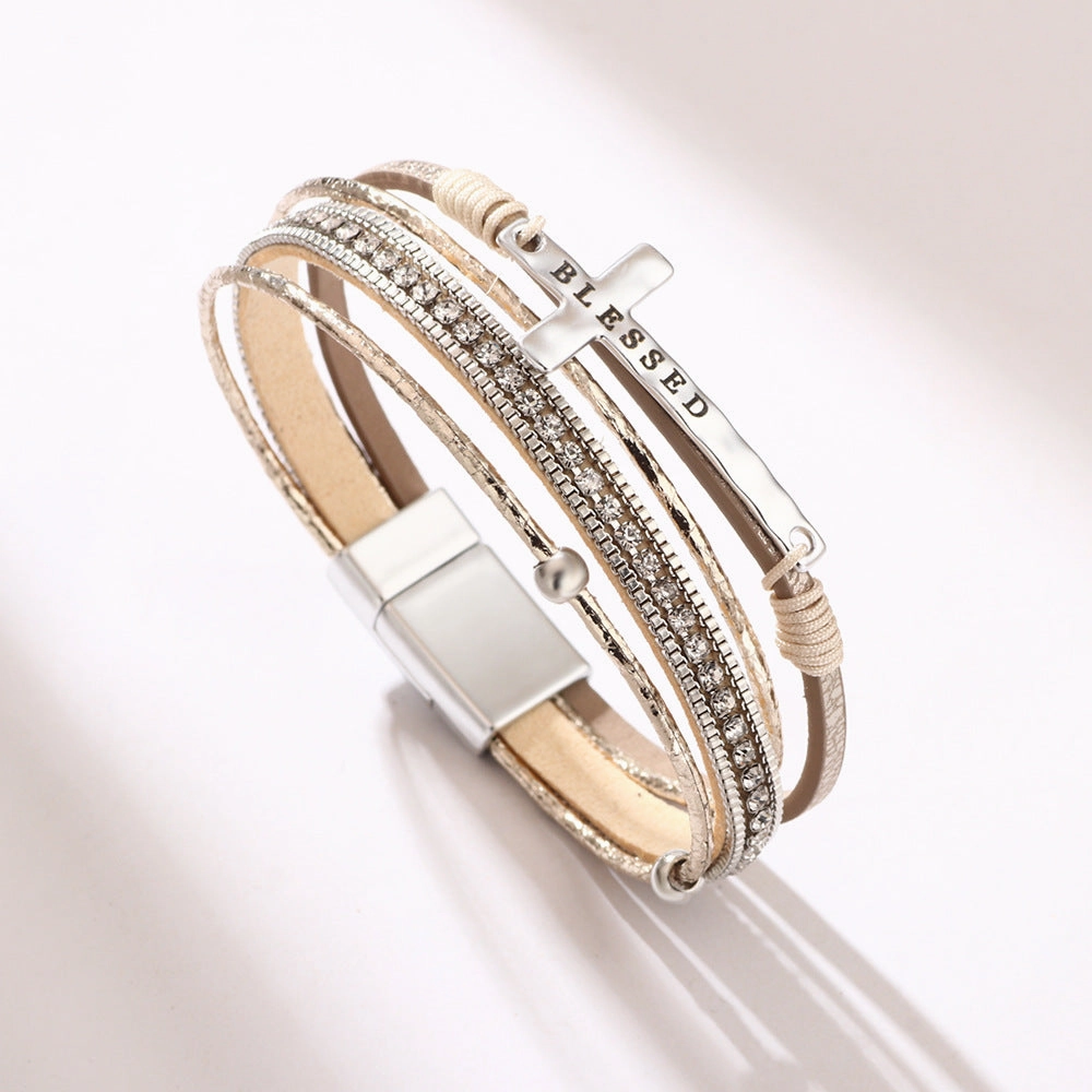 Wholesale Bohemian Cross Micro Diamond Magnetic Bracelet