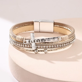Wholesale Bohemian Cross Micro Diamond Magnetic Bracelet