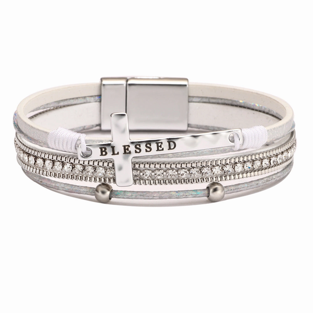Wholesale Bohemian Cross Micro Diamond Magnetic Bracelet