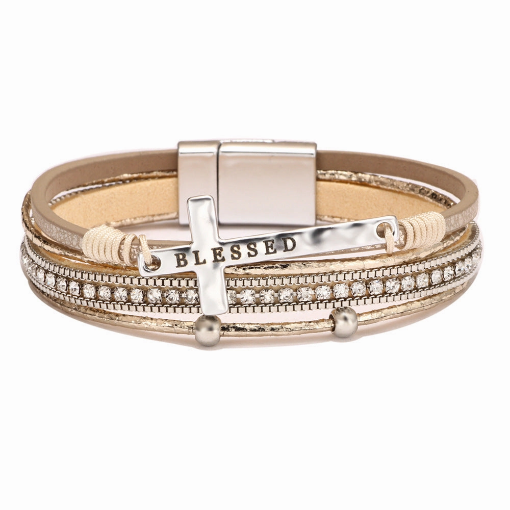 Wholesale Bohemian Cross Micro Diamond Magnetic Bracelet