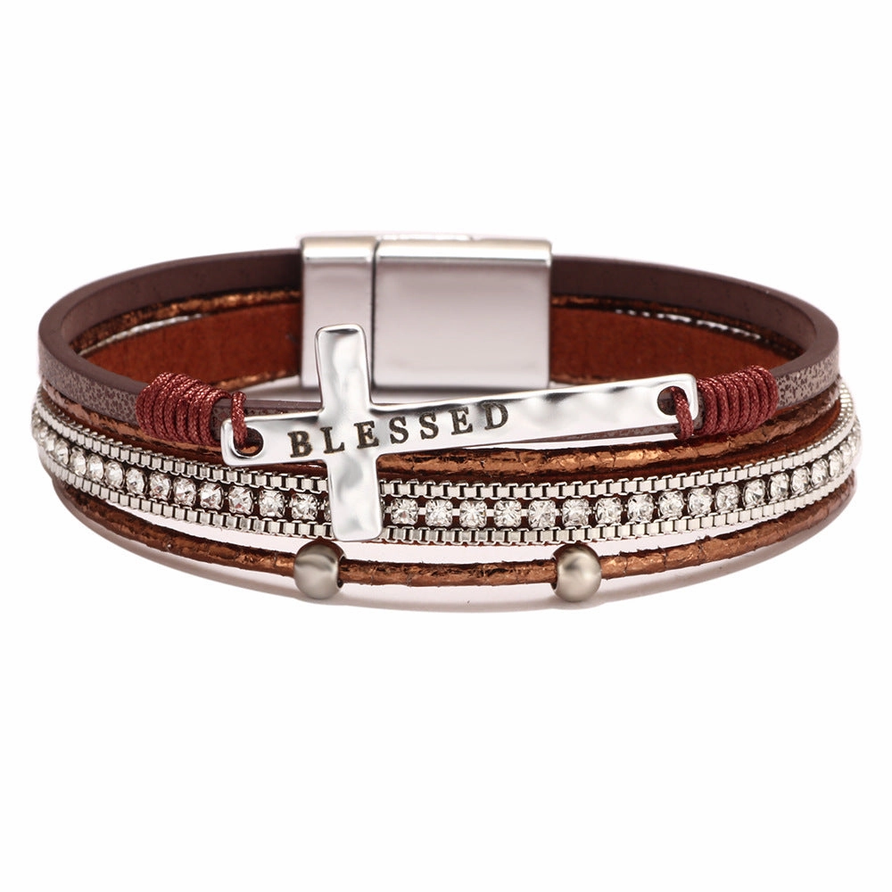 Wholesale Bohemian Cross Micro Diamond Magnetic Bracelet