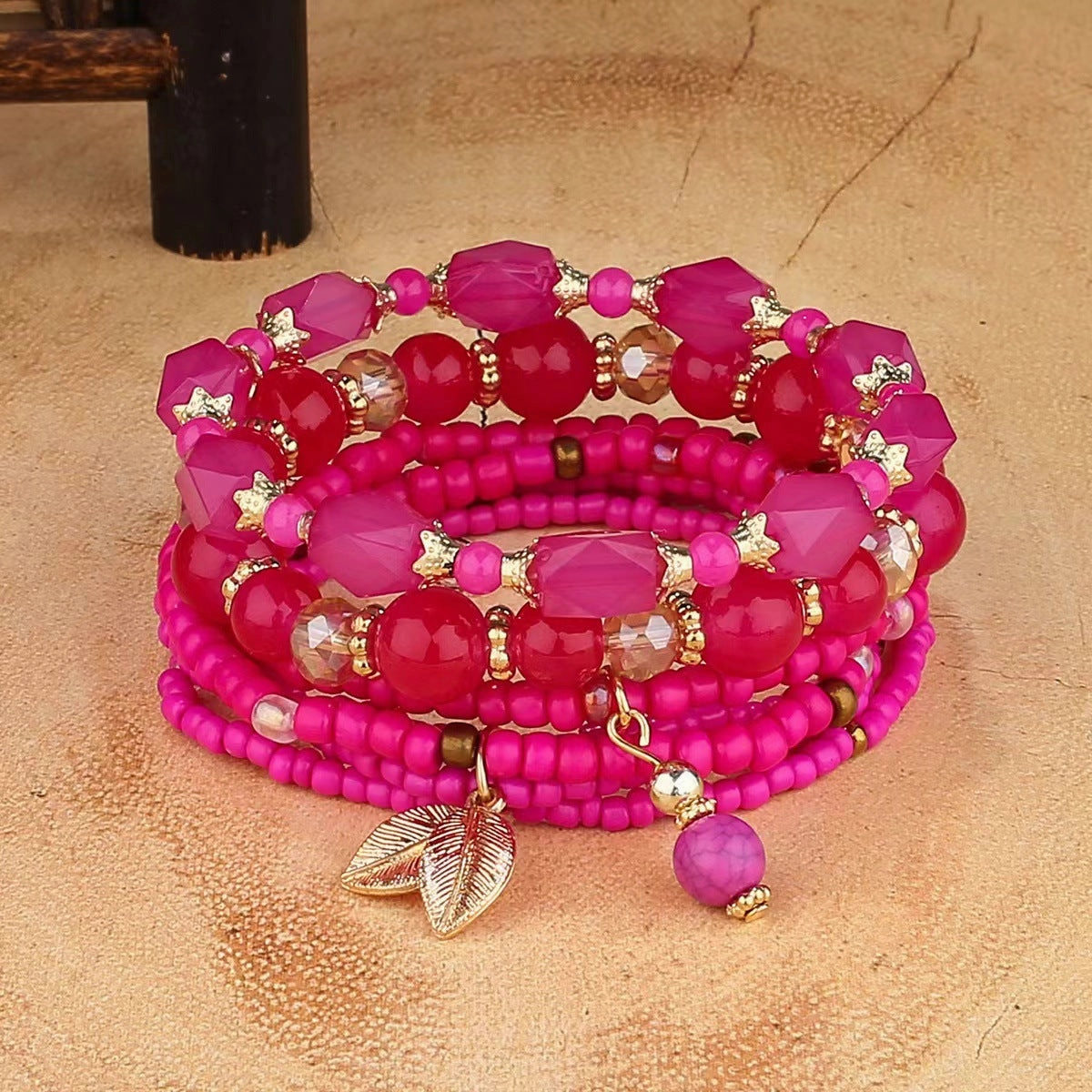 Wholesale Bohemian Crystal Fashion Elastic Multi-layer Beaded Bracelet