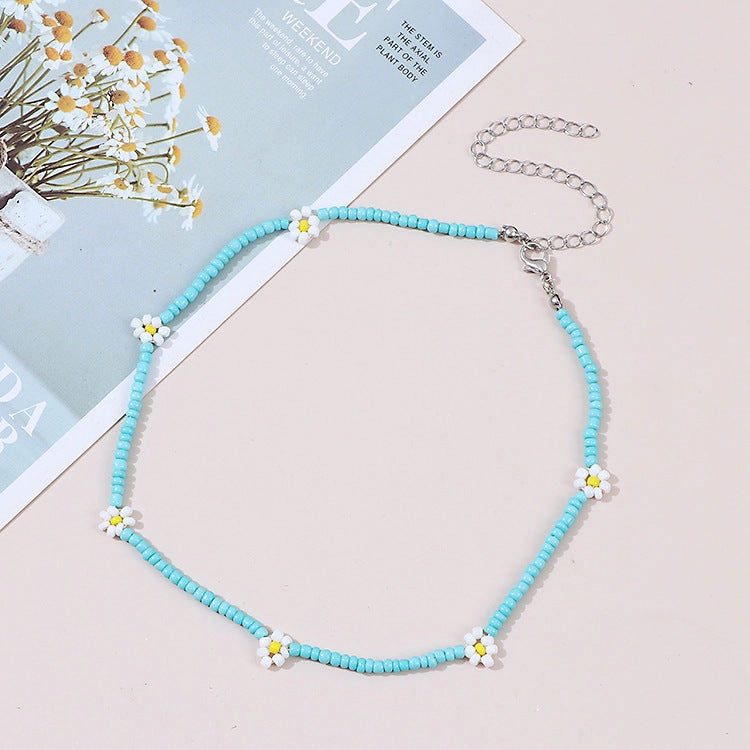 Wholesale Bohemian Daisy Rice Beads Necklaces