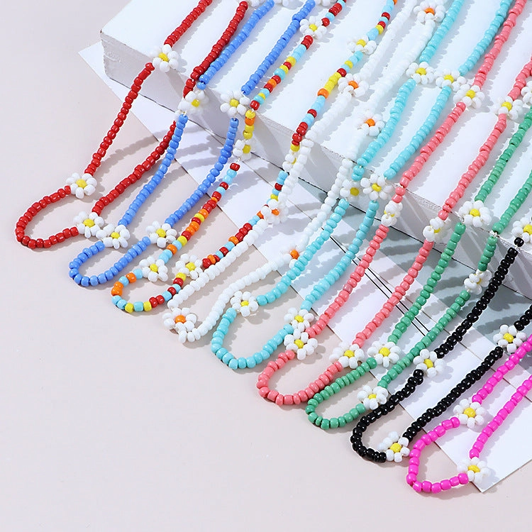 Wholesale Bohemian Daisy Rice Beads Necklaces