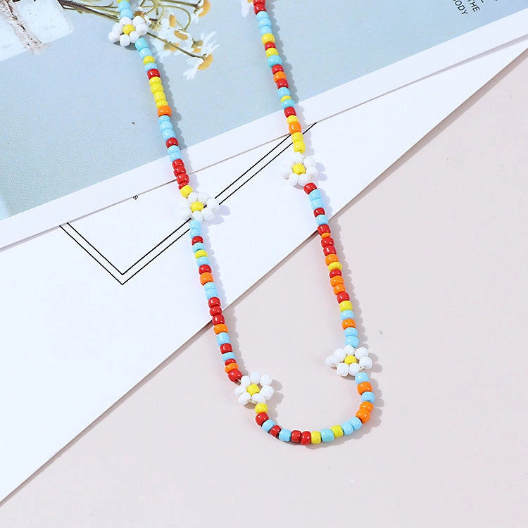 Wholesale Bohemian Daisy Rice Beads Necklaces