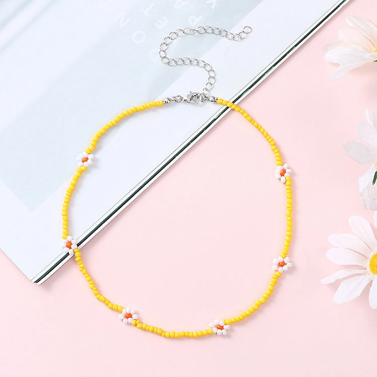 Wholesale Bohemian Daisy Rice Beads Necklaces