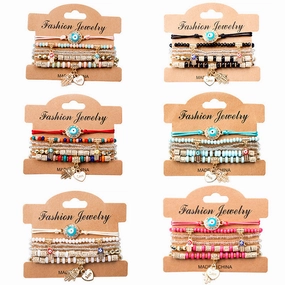 Wholesale Bohemian Devil Eye Heart Multilayer Glass Bracelet