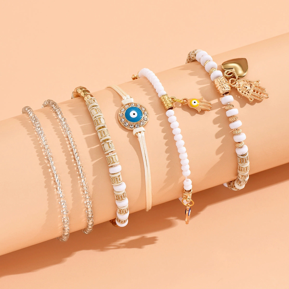 Wholesale Bohemian Devil Eye Palm Bracelet 6 Piece Set